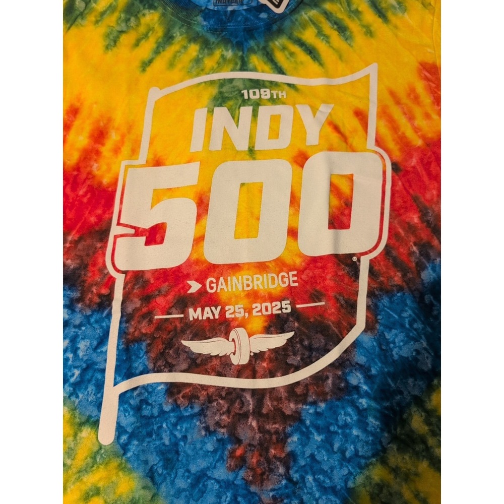IndyCar Indy 500 Gainbridge 2025 Tie-Dye Multicolor Shirt, Size S